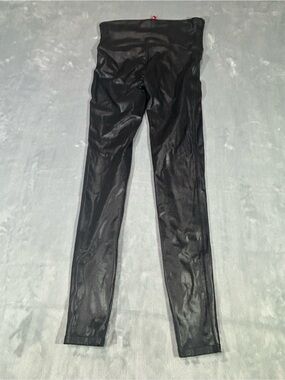 SPANX Black High-Waist Faux Leather Leggings-M